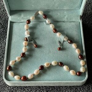 Vintage Elegant LUC Lameth 925 sterling silver clasp pearl set.